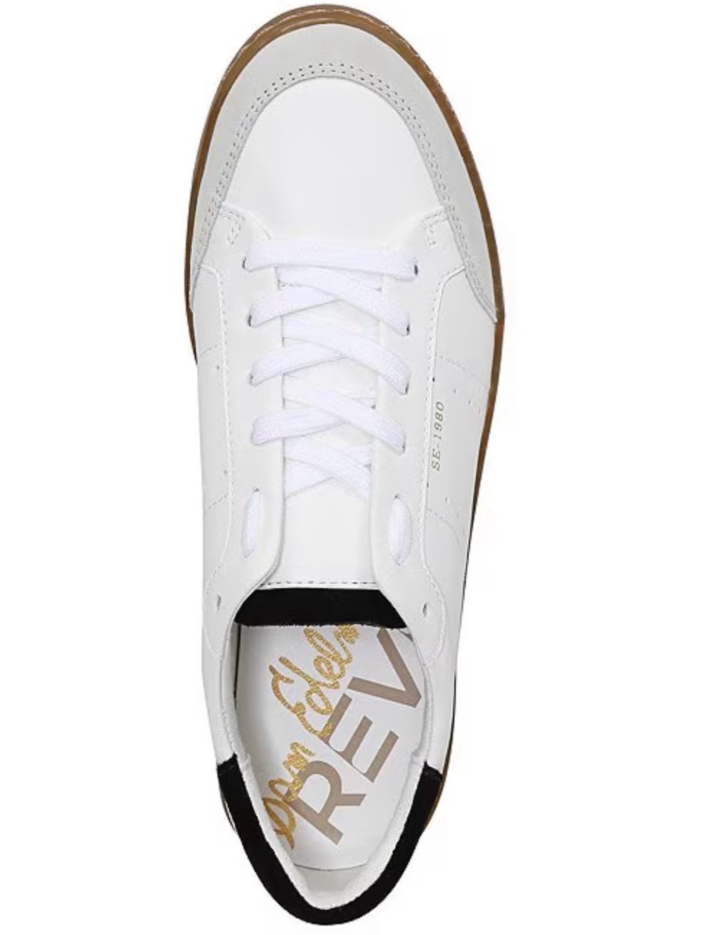 Sam Edelman Women’s Classic White Leather Sneakers with Black Heel Accent Size 9 - Picture 8 of 16
